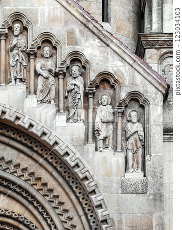 Facade of Jak Church in Budapest 123034103