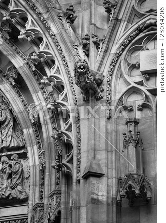 Gothic style Gargoyle on St Vitus' Cathedral, Prague 123034206