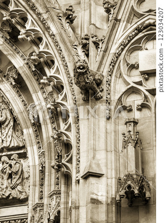 Gothic style Gargoyle on St Vitus' Cathedral, Prague Gothic style Gargoyle on St Vitus' Cathedral, Prague 123034207