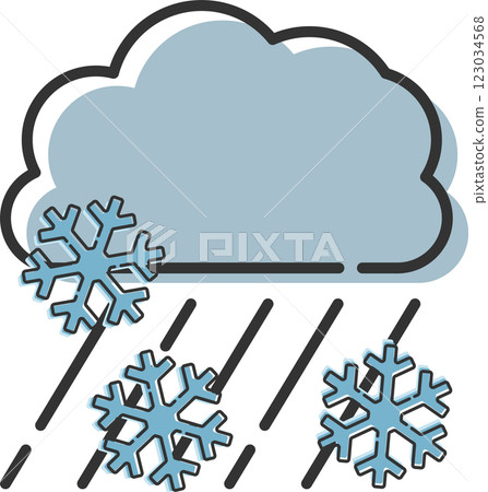 帶有時尚雨夾雪形象的圖標材料 123034568
