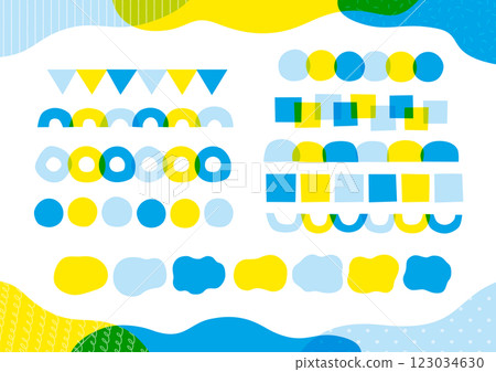 夏季手繪幾何裝飾和框架集 夏季手繪幾何裝飾和框架集 123034630