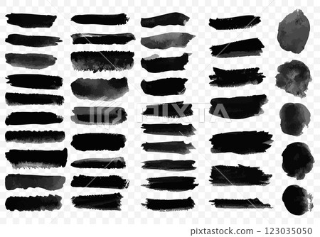 Vector set of black grunge brush strokes. 123035050