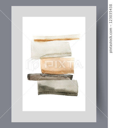 Abstract watercolor poster with stripes and rectangular shapes creating tower to decorate walls Abstract watercolor poster with stripes and rectangular shapes creating tower to decorate walls 123035438