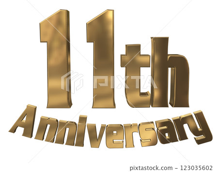 3DCG 字母“11 週年/11 週年紀念標誌閃耀”金色,金色 3DCG 字母“11 週年/11 週年紀念標誌閃耀”金色,金色 123035602