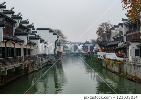中國南京市中心、南京夫子廟街道和秦淮河 中國南京市中心、南京夫子廟街道和秦淮河 123035814