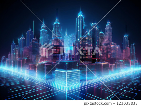 三維全像城市景觀 三維全像城市景觀 123035835