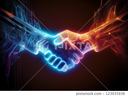 Futuristic hologram | Handshake 123035836