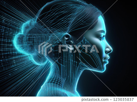 Futuristic holographic person 3 Futuristic holographic person 3 123035837