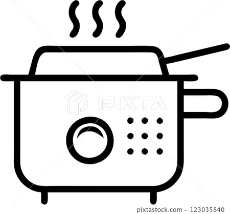 Deep fryer in outline icon style, kitchen appliances theme. Deep fryer in outline icon style, kitchen appliances theme. 123035840