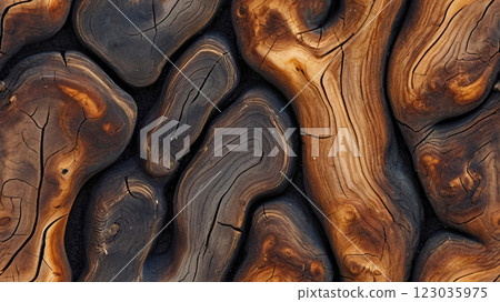 abstract burnt wood texture background. tree cross section. banner. copy space 123035975