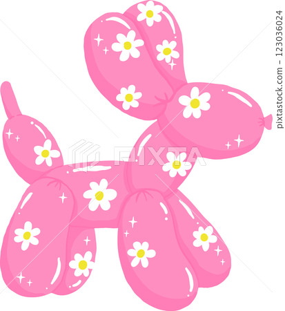 Coquette Pink Balloon Dog Shape liked with Daisy Flower Pattern 123036024