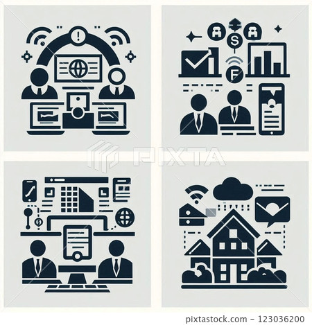 Pictograms depicting business scenes in the digital age 123036200