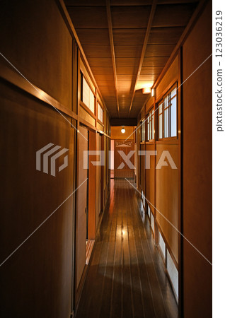 Corridor in an old wooden house Corridor in an old wooden house 123036219