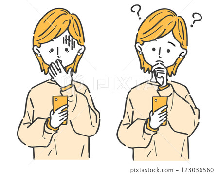 Woman operating a smartphone, upper body, vector Woman operating a smartphone, upper body, vector 123036560