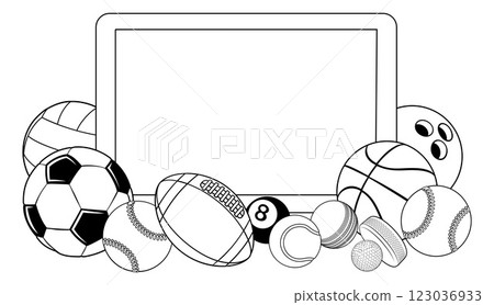 Sport Ball Sign Sports Balls Background Frame Sport Ball Sign Sports Balls Background Frame 123036933