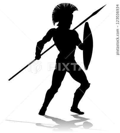 Spartan Silhouette Gladiator Trojan Greek Warrior 123036934