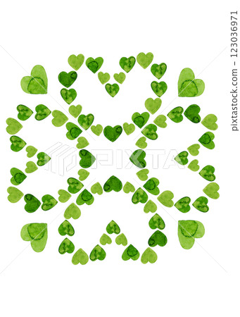 Green hearts pattern. Watercolor texture. Ideal for pattern elements, napkin decor, pillows and dishes 123036971