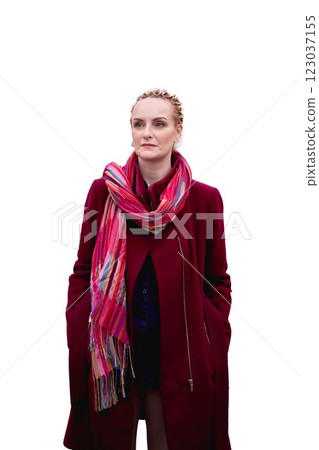 a middle-aged woman with braided afro braids in a coat, isolated, png a middle-aged woman with braided afro braids in a coat, isolated, png 123037155