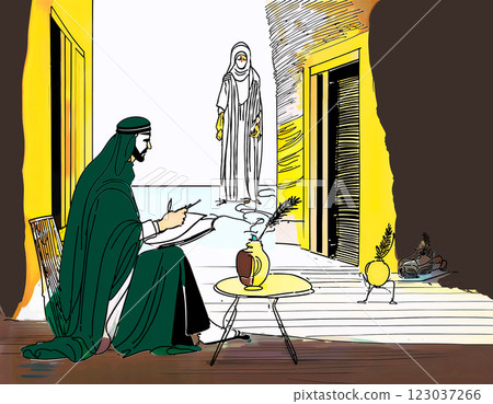 A meditative scene featuring a figure standing peacefully within a beautiful doorway A meditative scene featuring a figure standing peacefully within a beautiful doorway 123037266