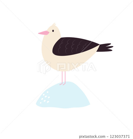 Vector illustration of a funny seagull standing on a stone Vector illustration of a funny seagull standing on a stone 123037371