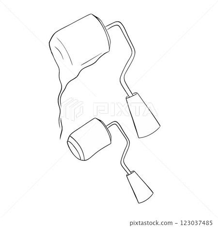 Paint roller vector graphic line illustration set. isolated on white background, worktool simple symbol Paint roller vector graphic line illustration set. isolated on white background, worktool simple symbol 123037485