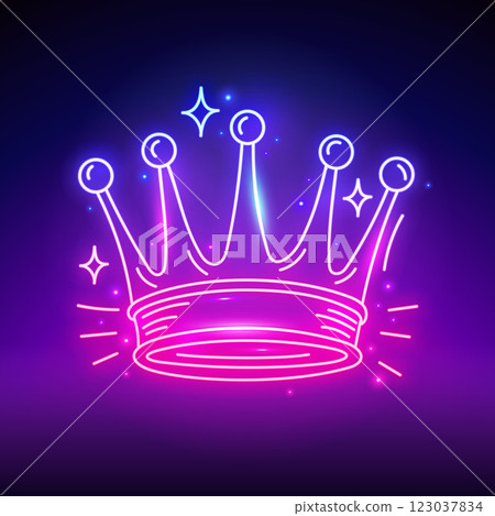 Neon Crown Sign with Flares Neon Crown Sign with Flares 123037834