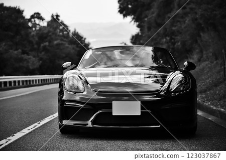 Glossy black open car Glossy black open car 123037867