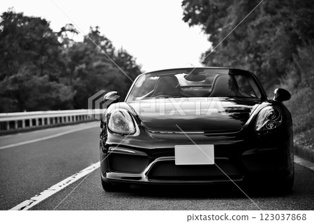Glossy black open car Glossy black open car 123037868