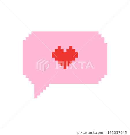 Pixelated speech bubble with heart 123037945