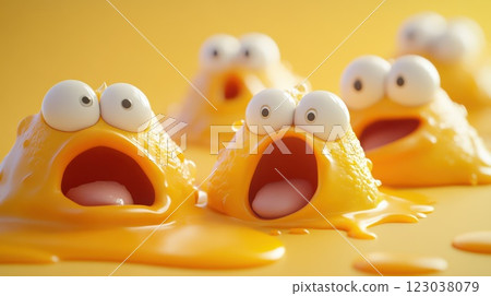 Yellow creatures showing surprise and emotion 123038079