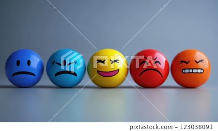 Colorful emotion balls display different feelings 123038091