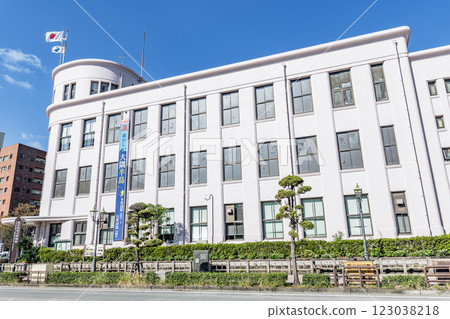Kagoshima Prefectural Museum on a clear day in Kagoshima City, Kagoshima Prefecture 123038218