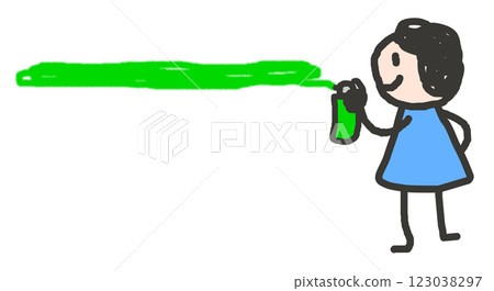 一個人用噴霧罐噴上五彩繽紛顏色的插圖 123038297