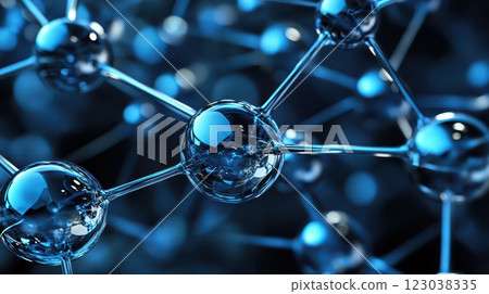 Vibrant blue molecular structure view 123038335