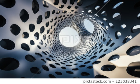 Viewing unique architecture from below 123038341