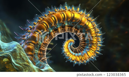 Stunning golden spiral of a marine creature Stunning golden spiral of a marine creature 123038365