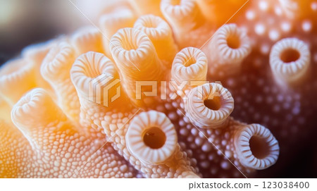 Coral polyps thrive in vibrant habitat 123038400
