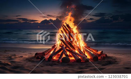 Bonfire and the sea 123038701