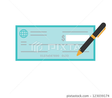 Check money bank icon stock illustration. A flat design banking icon on a transparent background 123039174