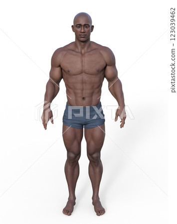 African man with a bodybuilder constitution, 3D illustration 123039462