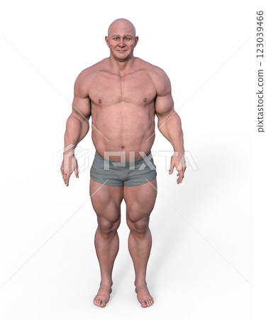 Caucasian man with a bodybuilder constitution, 3D illustration Caucasian man with a bodybuilder constitution, 3D illustration 123039466