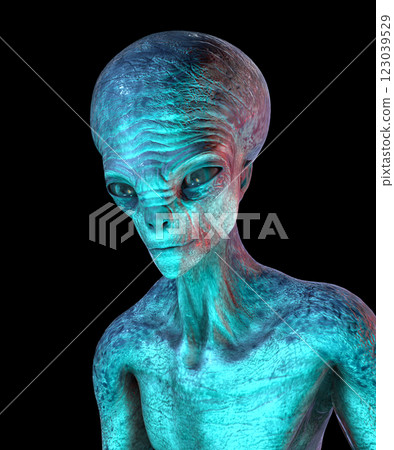3D illustration of a humanoid alien portrait 3D illustration of a humanoid alien portrait 123039529