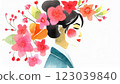 看著櫻花的美麗的年輕女人 123039840