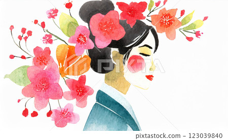 看著櫻花的美麗的年輕女人 123039840