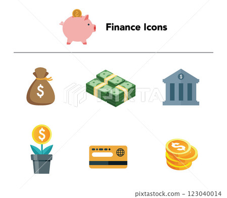 finance icons set with cash card and dollar sign isolated vector illustration finance icons set with cash card and dollar sign isolated vector illustration 123040014