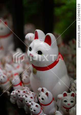 Maneki Neko (beckoning cat) at Gotokuji Temple in Setagaya, Tokyo 123040159