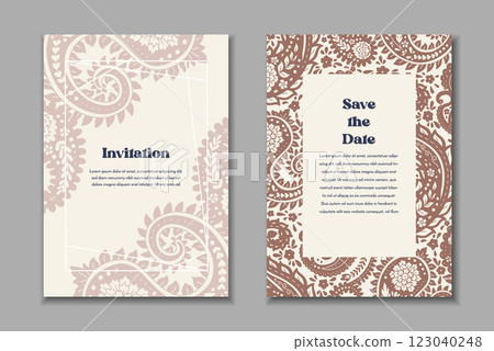 Two greeting cards set with paisley motifs Two greeting cards set with paisley motifs 123040248