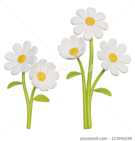 White daisy flower 3D graphic 123040298
