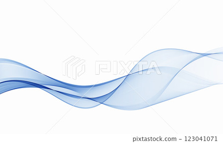 Vector transparent blue smoky wavy wave flow. Design element. 123041071