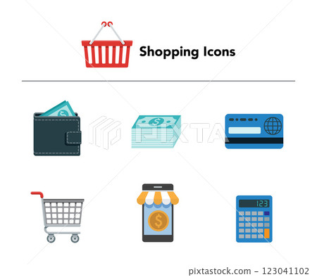 Shopping icons set stock illustration 123041102
